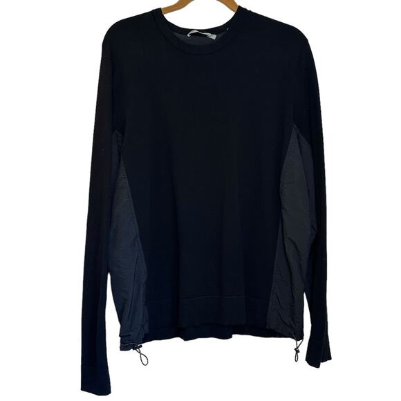 Vince Men's Mixed-media Cotton Crewneck Sweater In Black sz L
